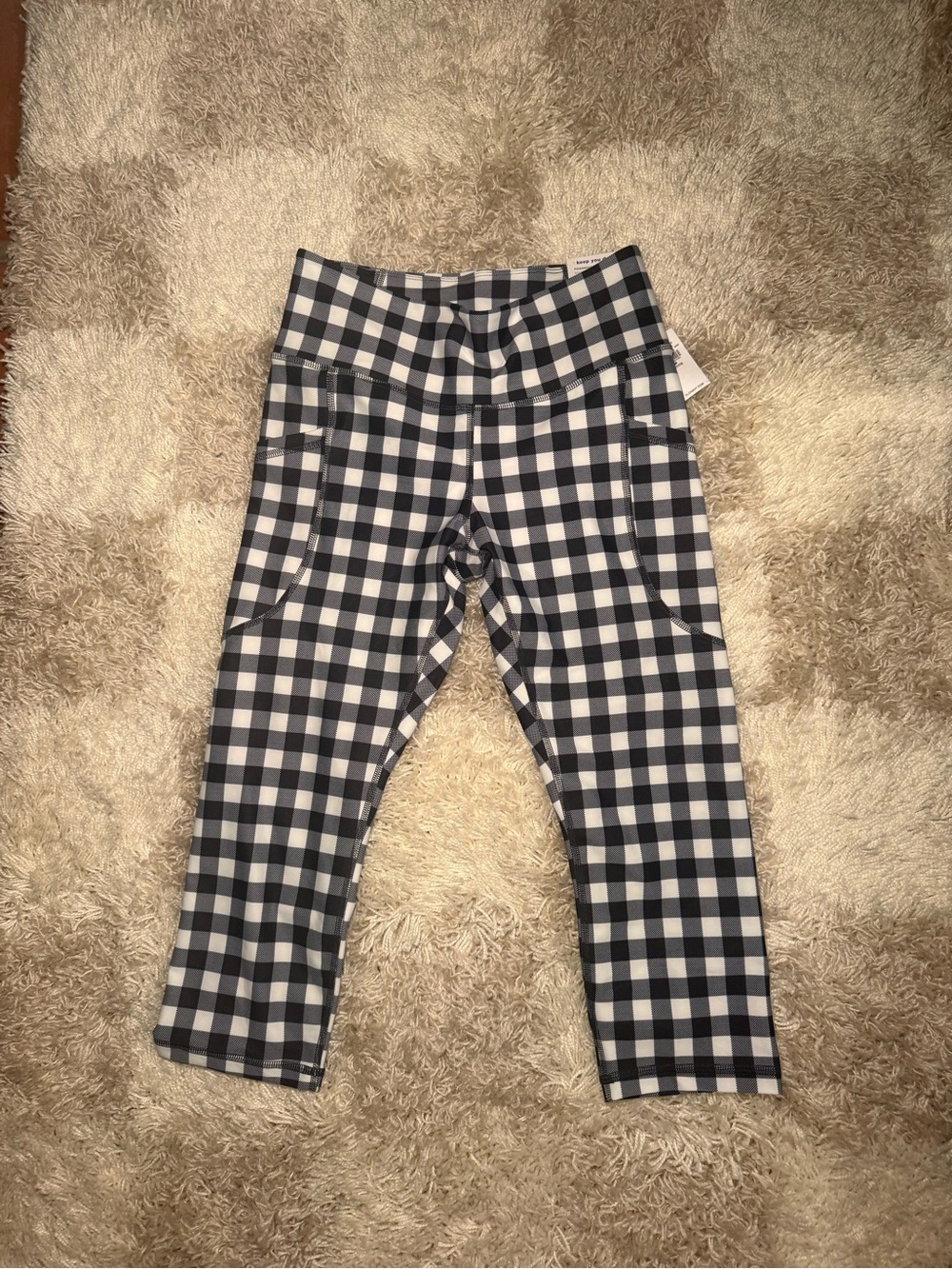 Black & White Gingham Capri Leggings - Comfortable Active Bottoms
